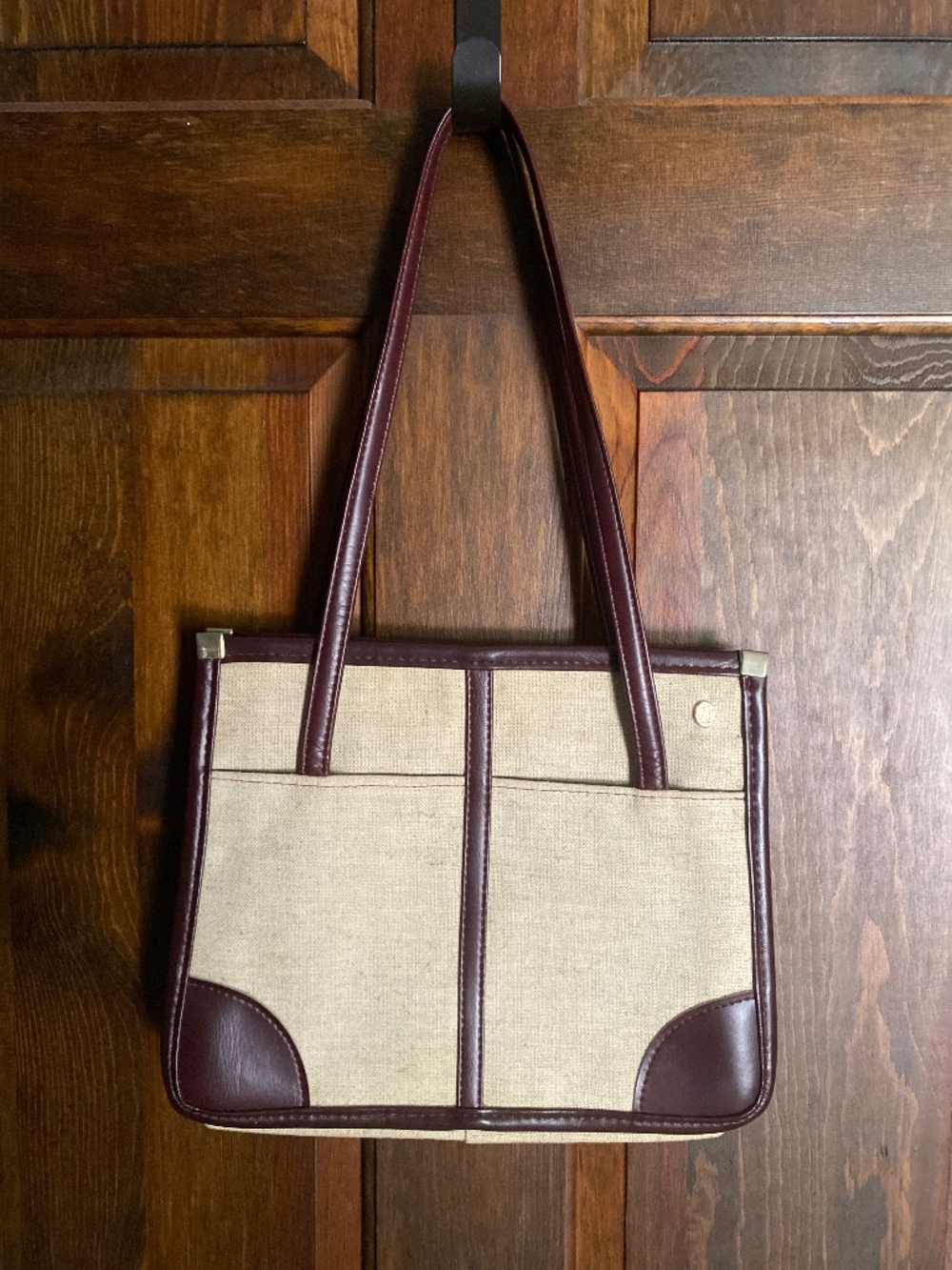 Vintage FS Originals Canvas  Shoulder Bag Tote Two Tone Cream Brown